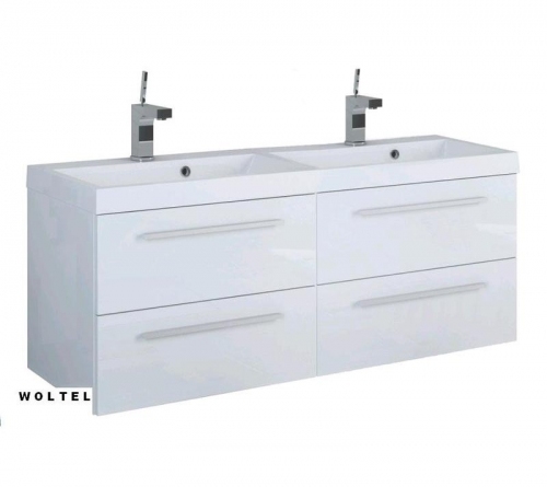 SZAFKA BIAŁA MDF-120/4MB + UMYWALKA 120/47 cm PODWÓJNA