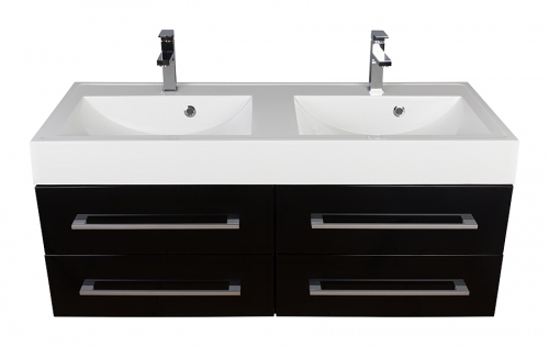 MDF szafka CZARNA LAKIER MDF-140/4 cichy domyk MB   + umywalka 140 cm podwójna