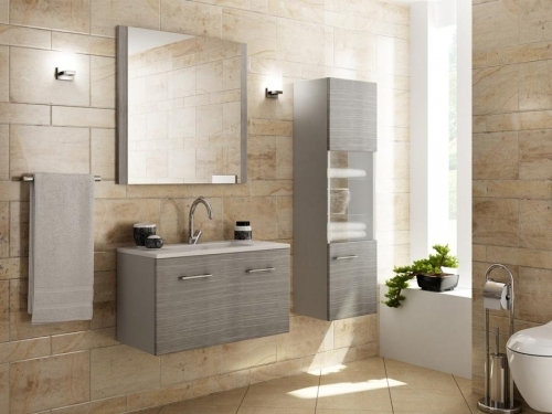 LINK regał , szafka  szare zebrano + umywalka ceramiczna UCE-60