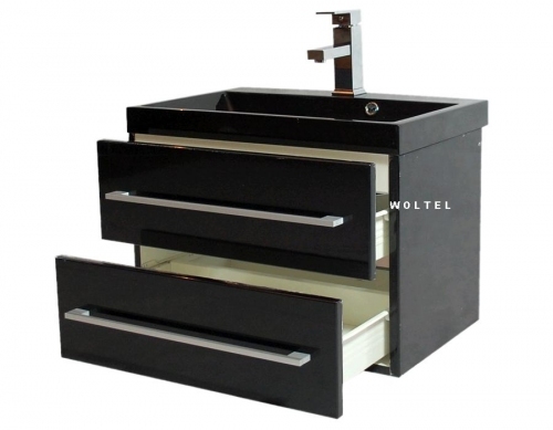 Szafka MDF-C-60/2-9017 czarna + umywalka KWADRO 60 czarna
