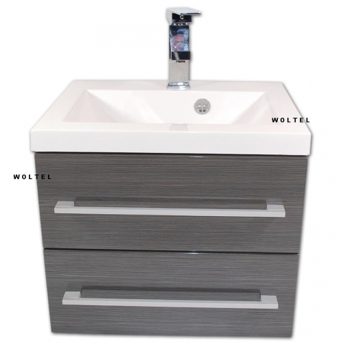 szafka BIAŁA LAKIER MDF-C-60/2 cichy domyk  + umywalka UMMC-600x390 biała
