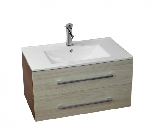 Szafka MDP-D-80//2 dąb orzech + umywalka ceramiczna DAFNE 75