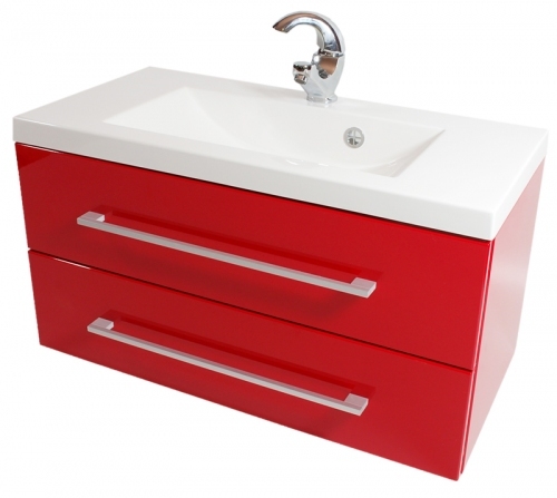 MDF SZAFKA CZERWONA MDF LAKIEROWANY + UMYWALKA UND-700 (70x46.5cm)