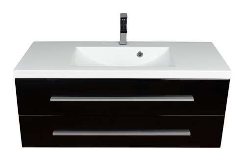 Szafka MDF-C-100/2 CZARNA LAKIER  uchwyt listwowy + umywalka 100 UMMC-1000