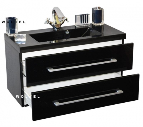 SZAFKA  MDF-C-90/2 CZARNA + UMYWALKA  UND-900 BIAŁA