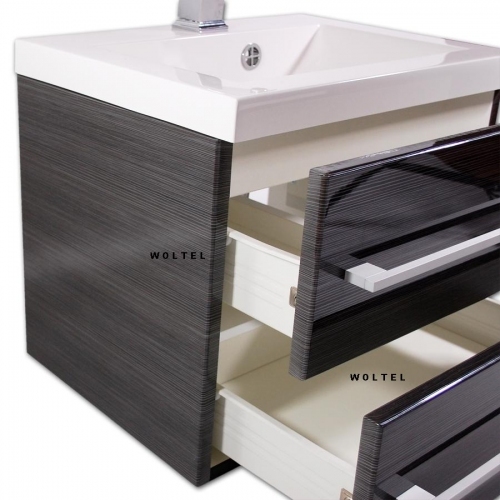 szafka BIAŁA LAKIER MDF-C-60/2 cichy domyk  + umywalka UMMC-600x390 biała