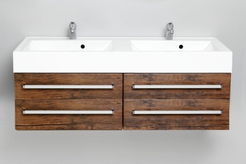 SPEKTRA SZAFKA MDF-140/4 STARE DREWNO + umywalka podwójna 140 cm