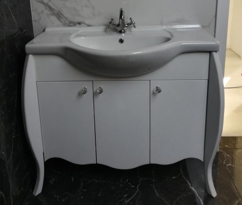 DILUSSO GLAMOUR KLASYKA szafka BIAŁA LAKIER  + UMYWALKA 95 cm