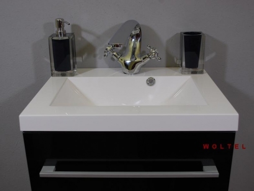 Szafka MDF-C-50/2-48 czarna + umywalka UMMC-500x390 biała