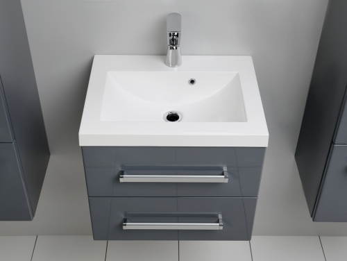 VARIETE Szafka FM-C-442/5/2-K917 szara połysk  + umywalka 50 cm
