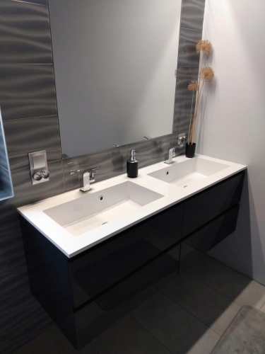 ATU SZAFKA GRAFIT MDF-160/4 cichy domyk uchwyt frezowany + umywalka podwójna 160