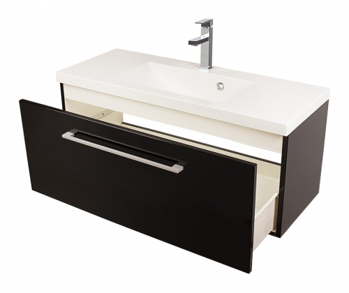 Szafka MDF-C-100/1 czarna  połysk+ umywalka UMMC-1000x390