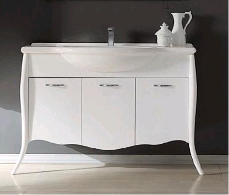 DILUSSO KLASYKA szafka MDF biała lakier + umywalka 105 cm + regał
