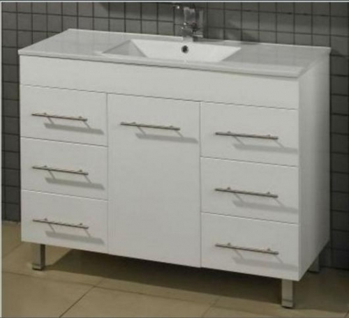 Szafka biała MDF-C-100/3 na nóżkach  + umywalka UMMC-1000x390