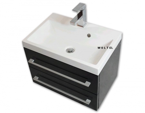 Szafka MDF-C-60/2-9017 czarna + umywalka KWADRO 60 czarna