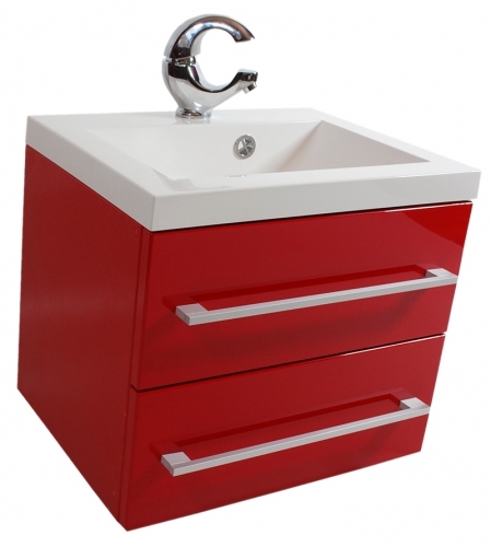 SZAFKA MDF-50/2 CZERWONA + UMYWALKA 50/39 cm BIAŁA