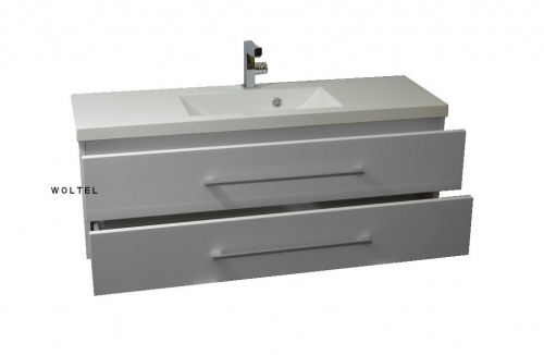 SZAFKA BIAŁA MDF-C-120/2 dwie szuflady cichy domyk + UMYWALKA UMMC-1200x390