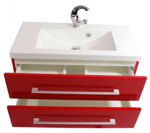 MDF SZAFKA CZERWONA MDF LAKIEROWANY + UMYWALKA UND-700 (70x46.5cm)