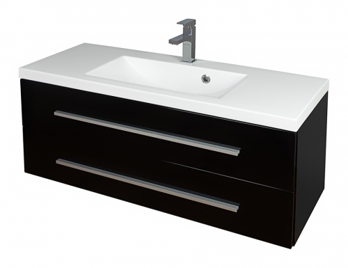 Szafka MDF-C-100/2 CZARNA LAKIER  uchwyt listwowy + umywalka 100 UMMC-1000