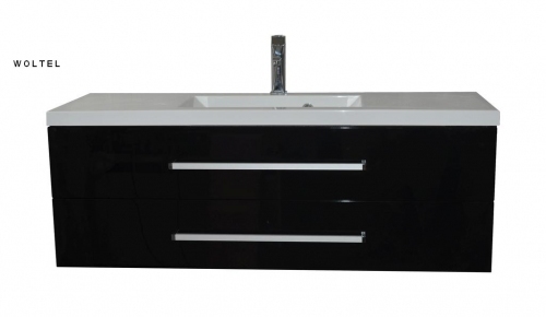 Szafka CZARNA POŁYSK MDF-C-120/2-48  + umywalka UMMC-1200x390