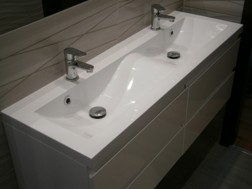 SZAFKA CZERWONA MDF-120/4MB + UMYWALKA 120/39 cm PODWÓJNA FALA