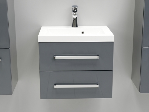 VARIETE Szafka FM-C-442/5/2GT-K917 szara połysk cichy domyk + umywalka 50 cm