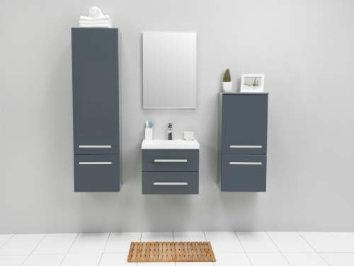 VARIETE Szafka FM-C-442/5/2GT-K917 szara połysk cichy domyk + umywalka 50 cm
