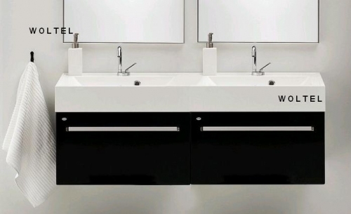 VARIETE SZAFKA CZARNA  cichy domyk  + umywalka podwójna 120 cm
