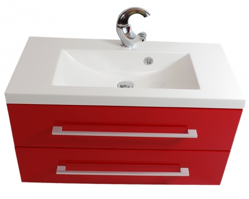 Szafka MDF-C-80/2-82 czerwona + umywalka UMMC-800x390 biała